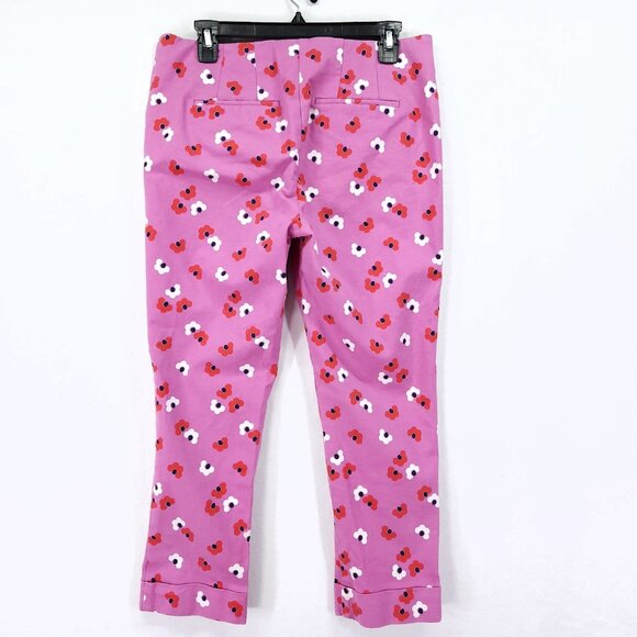 Boden Pants Womens 8P Pink Floral Ankle Preppy Casual Stretch Trousers - Picture 2 of 14